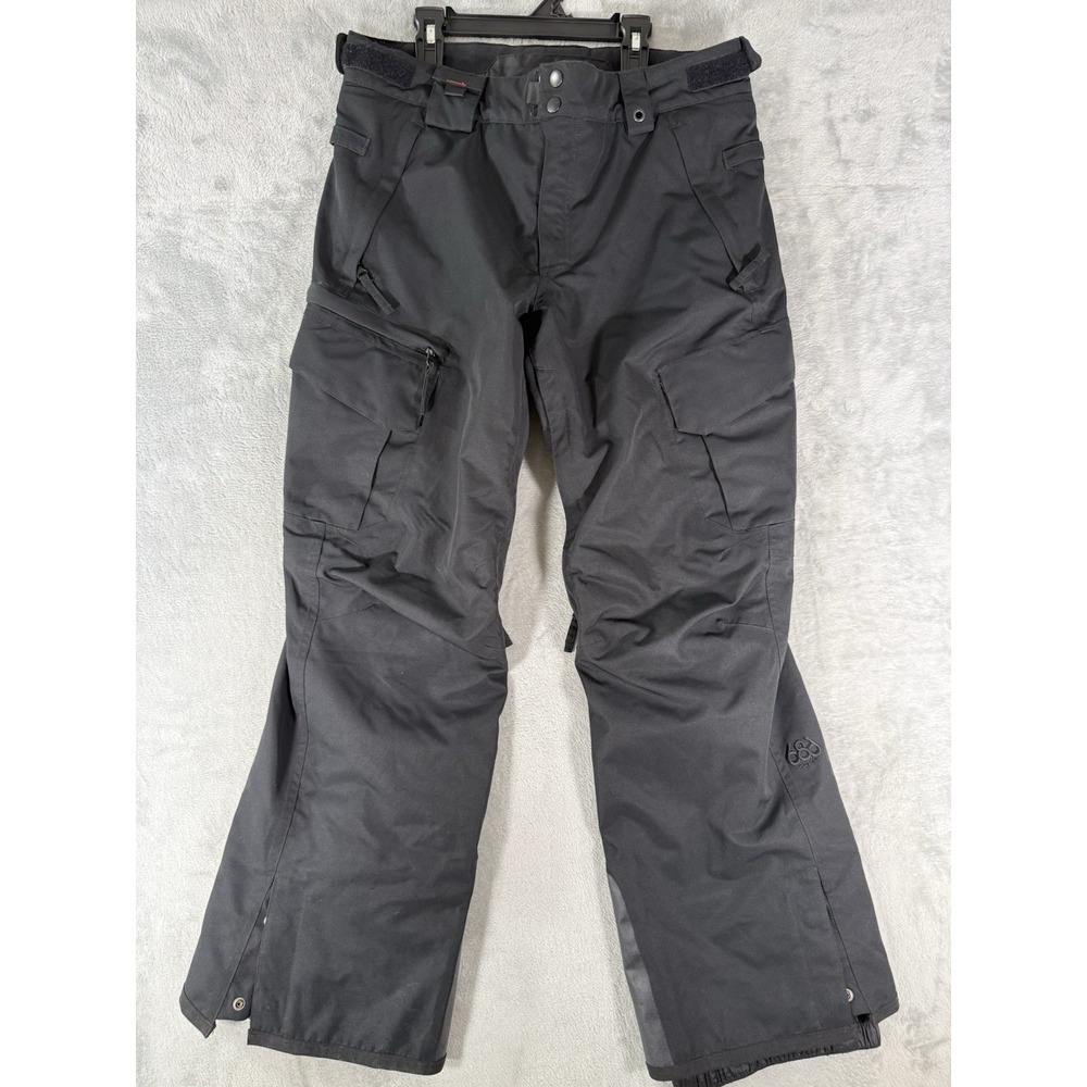 686 Smarty Snow Pants Mens Small Short Black Cargo Ski Insulated